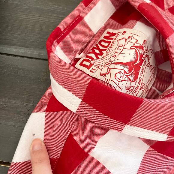 Dixxon Long Sleeve Flannel The Otto Button Up Womens Large Red White Check - Picture 10 of 10